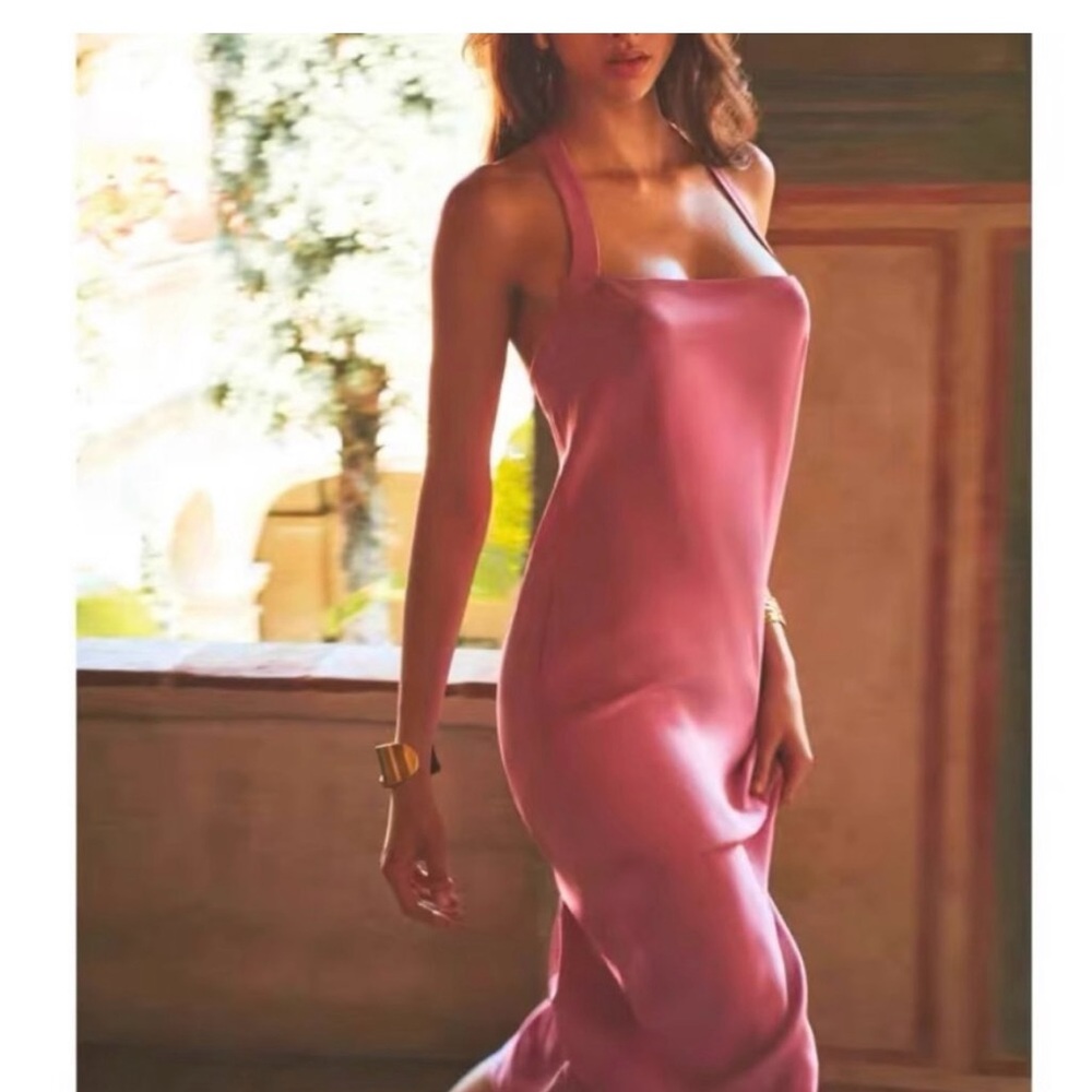 Reformation Allí Silk Dress in Dusty Pink